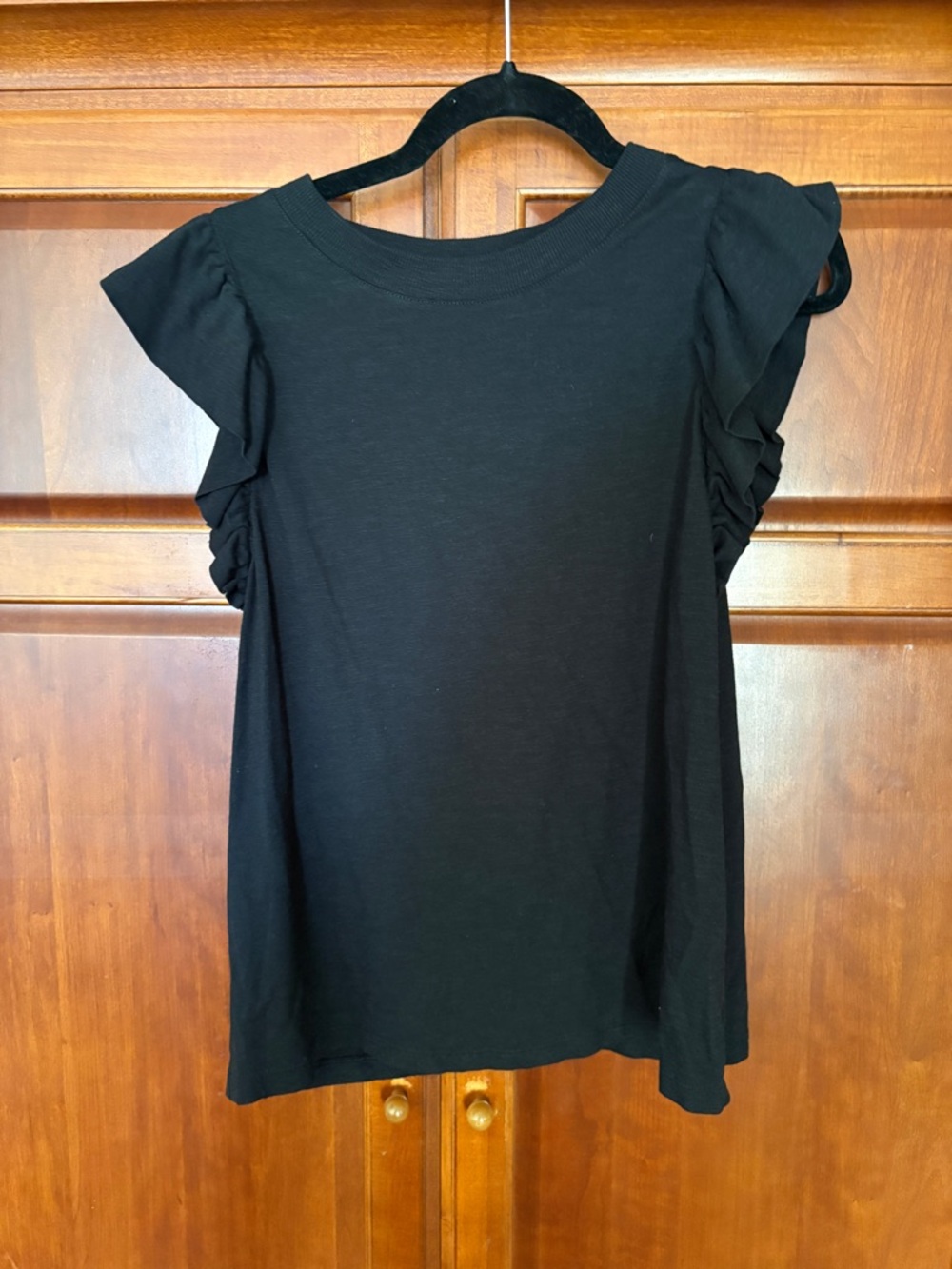 Banana Republic Black Ruffled Sleeve Top